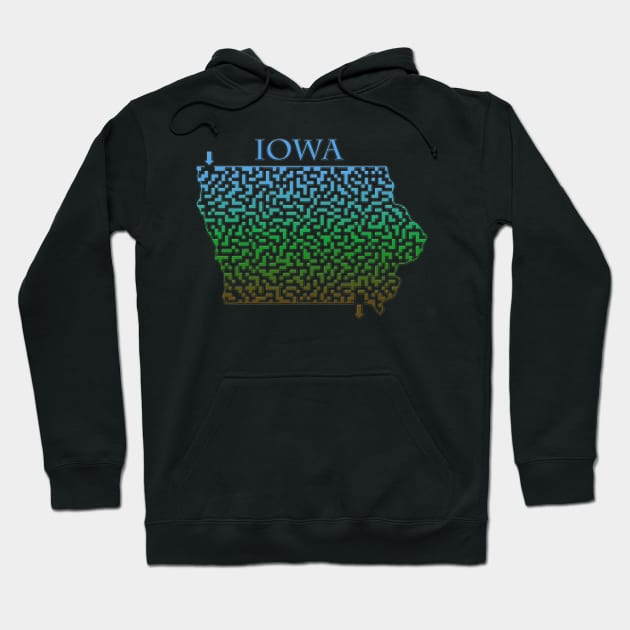 State of Iowa Colorful Maze Hoodie by gorff